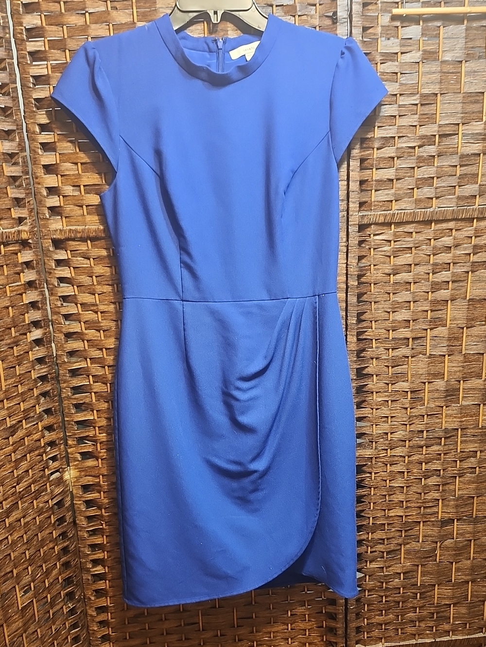 Lark & Ro Royal Blue Cap-Sleeve Midi Sheath Dress